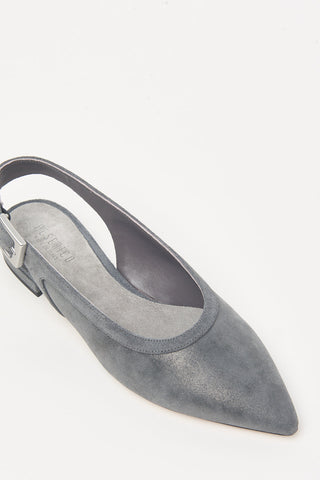 Genuine leather flat sling-backs