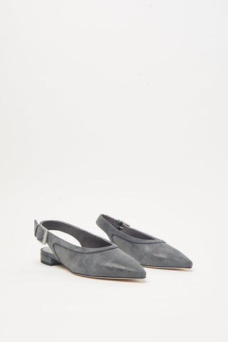 Genuine leather flat sling-backs