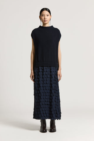 Merino wool and crepe de chine dress