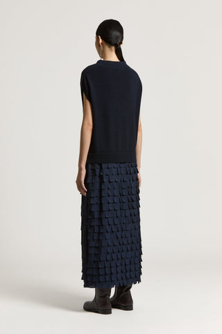 Merino wool and crepe de chine dress