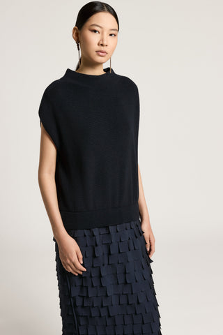 Merino wool and crepe de chine dress