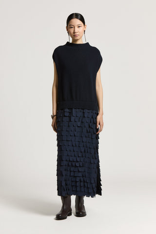 Merino wool and crepe de chine dress