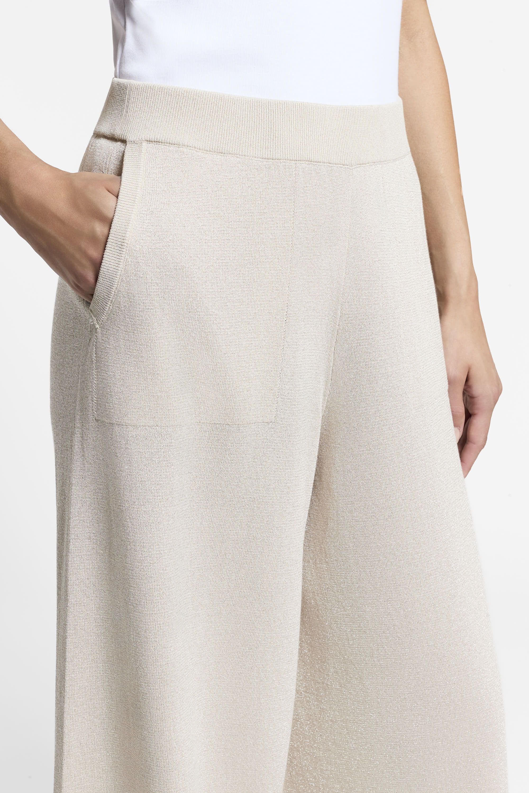 Lurex and pure cotton vanisé trousers | Peserico US