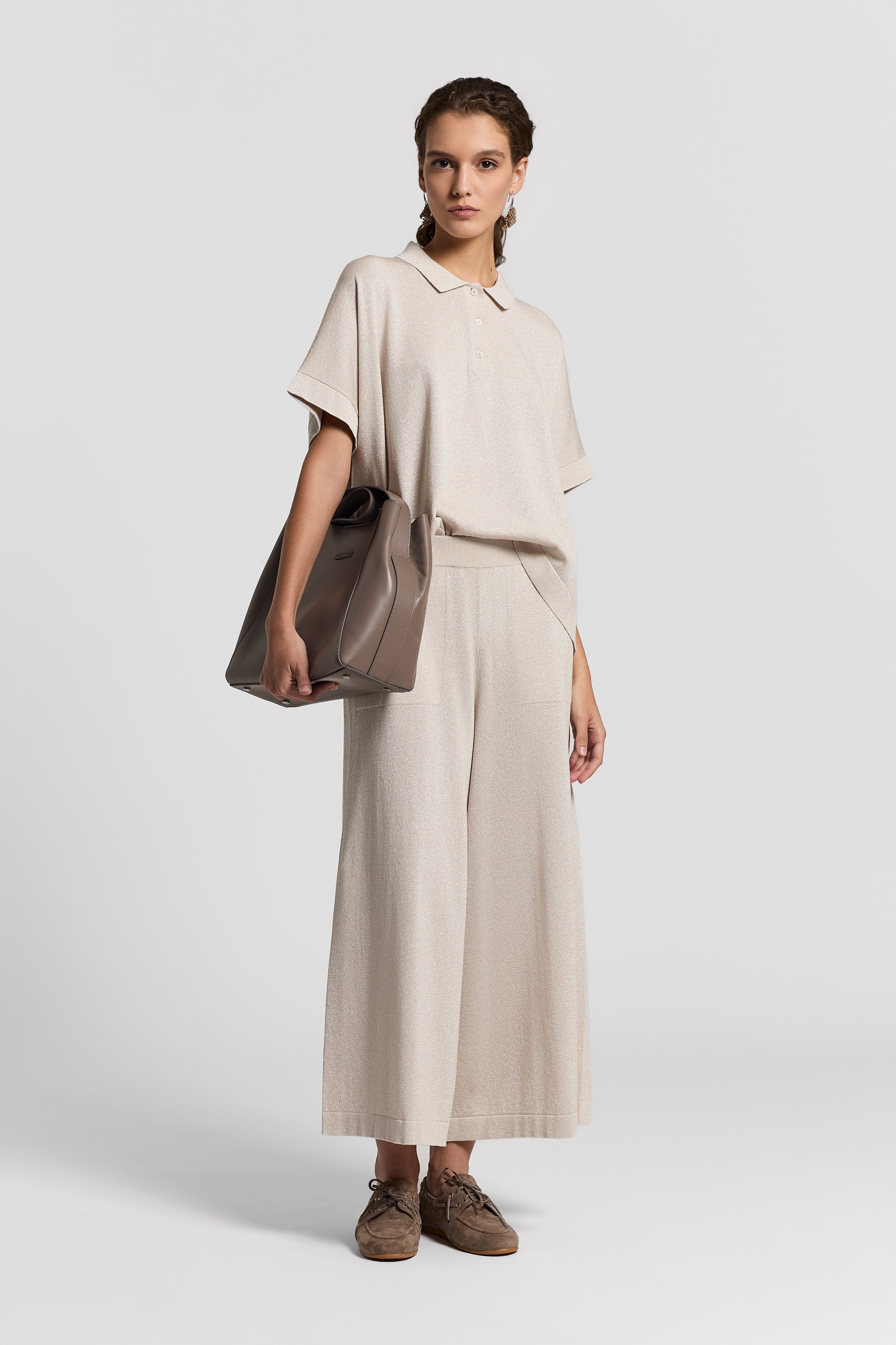 Lurex and pure cotton vanisé trousers | Peserico US