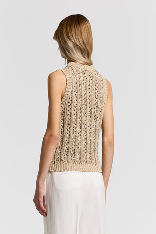 Sequinned cotton ribbon top