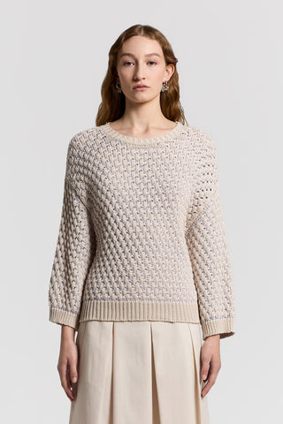 Blown lurex/cotton sweater with sequins
