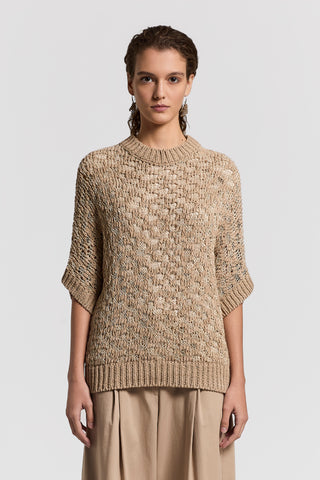 Lurex, cotton and linen-blend sweater