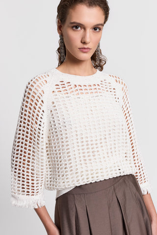 Sequinned cotton cordonet sweater