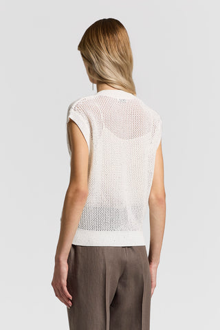 Sequinned cotton cordonet vest