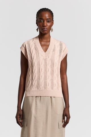 Sequinned cotton cordonet vest