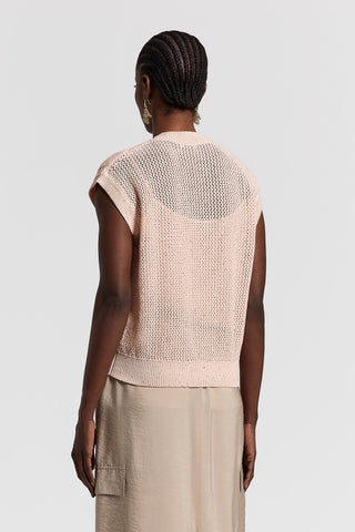 Sequinned cotton cordonet vest