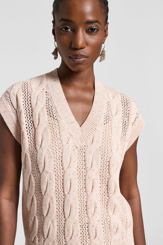 Sequinned cotton cordonet vest