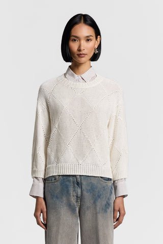 Sequinned cotton/linen-yarn sweater