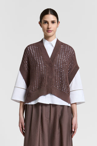 Sequinned cotton cordonet cape