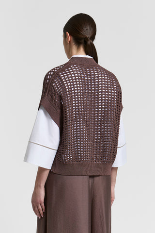 Sequinned cotton cordonet cape