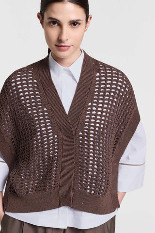 Sequinned cotton cordonet cape