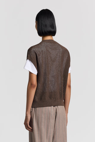 Sequinned cotton cordonet cardigan