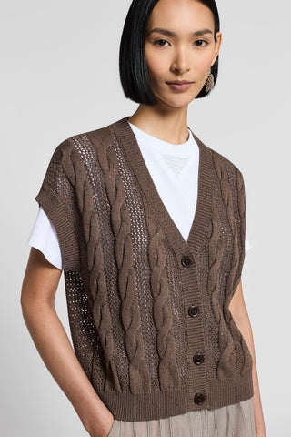 Sequinned cotton cordonet cardigan
