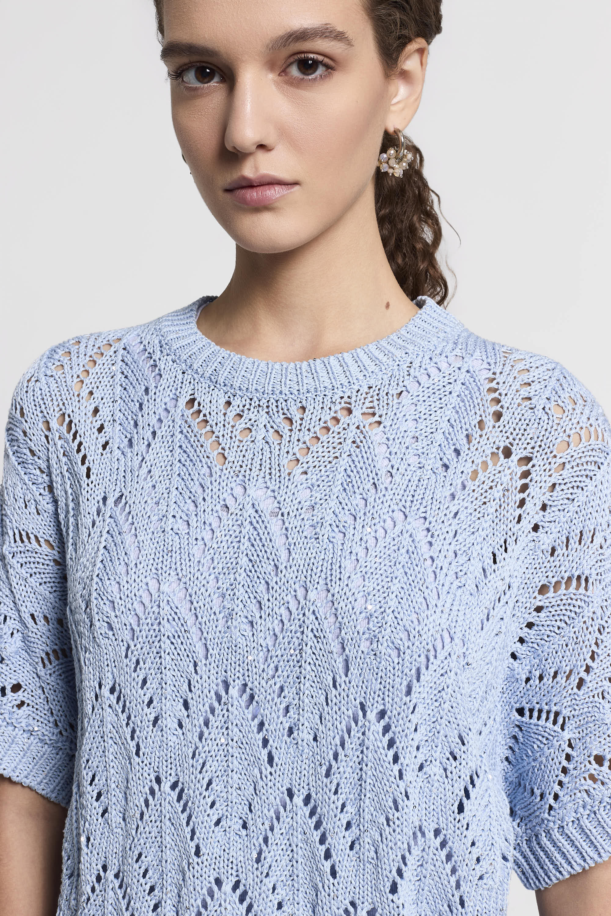 Sequinned cotton cordonet sweater | Peserico US