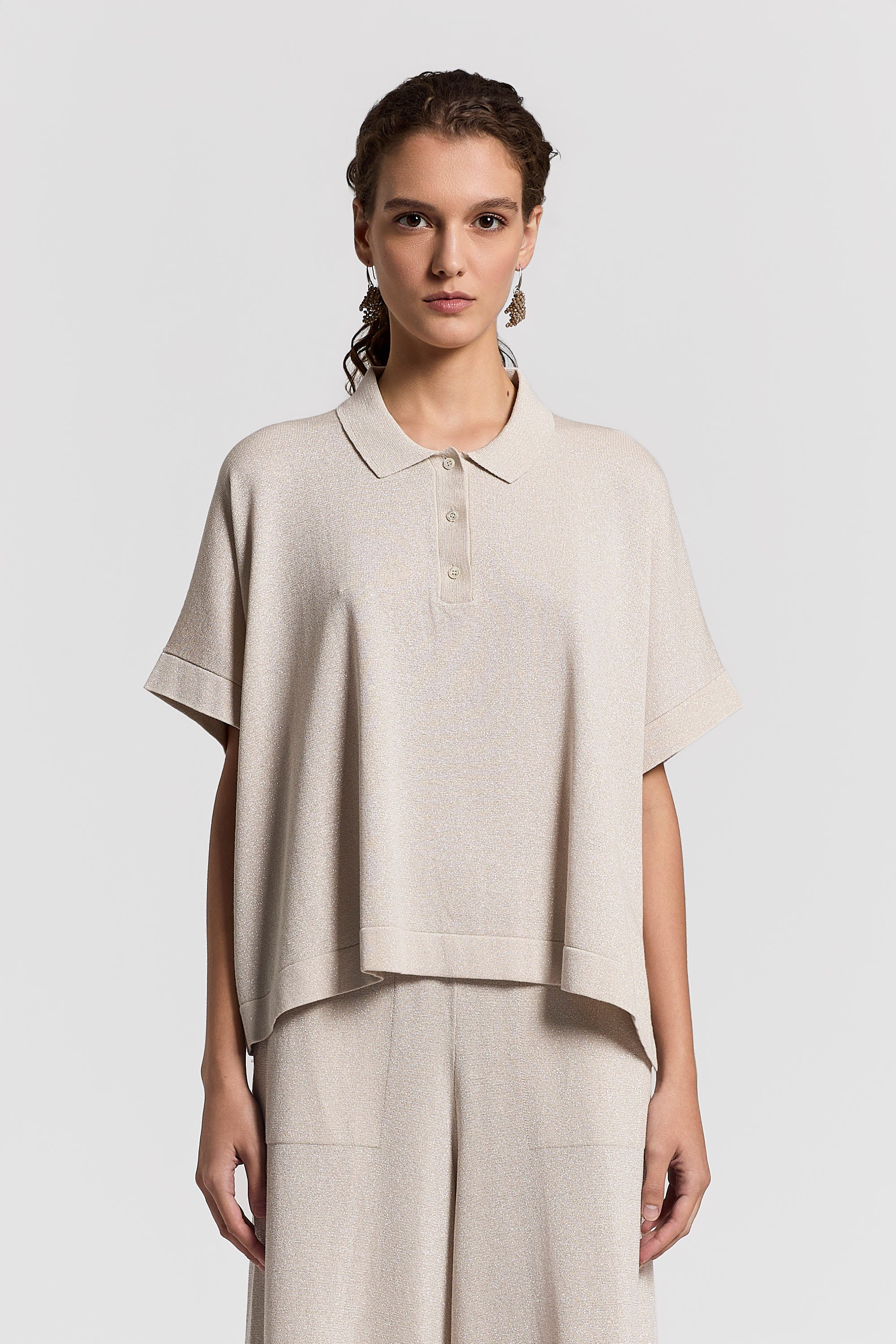 Lurex and cotton vanisé polo shirt | Peserico US