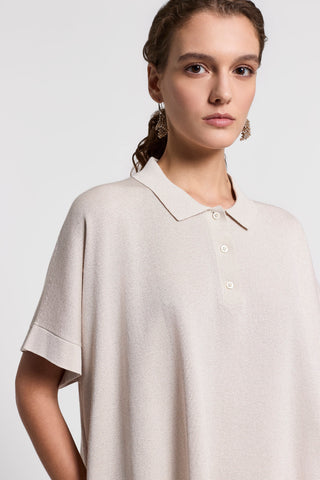 Lurex and cotton vanisé polo shirt