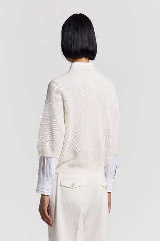 Sequinned cotton yarn sweater