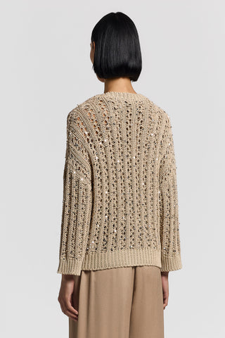 Sequinned cotton ribbon cardigan