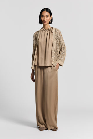 Sequinned cotton ribbon cardigan