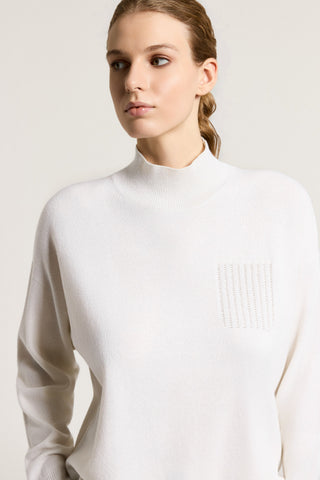 Virgin wool, silk and cashmere sweater