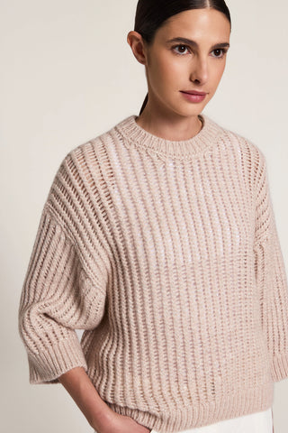 Wool, alpaca and lurex-blend tricot sweater
