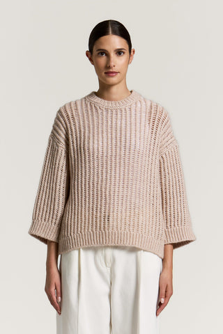 Wool, alpaca and lurex-blend tricot sweater