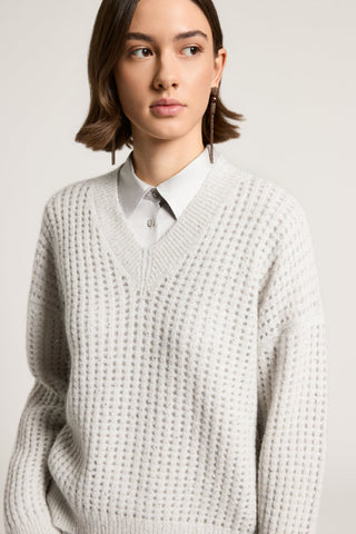 Alpaca, wool and mohair yarn tricot sweater