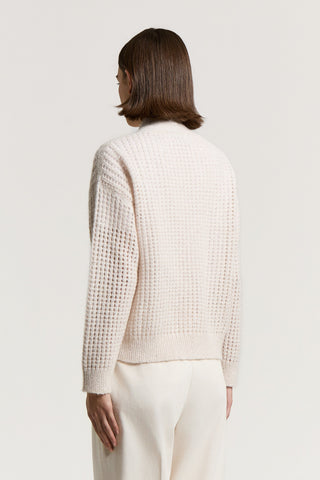 Wool and alpaca cardigan with bouclé yarn