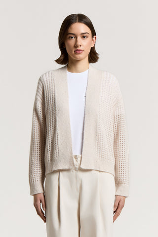 Wool and alpaca cardigan with bouclé yarn