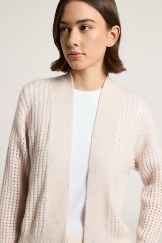 Wool and alpaca cardigan with bouclé yarn