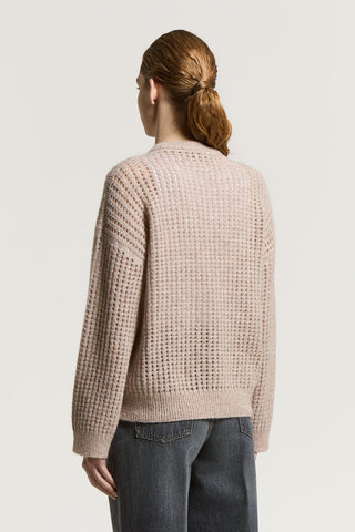 Knitted alpaca wool and bouclé yarn sweater
