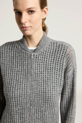 Alpaca, wool and mohair zip-up sweater