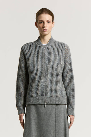 Alpaca, wool and mohair zip-up sweater