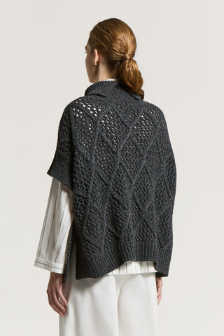 Wool-blend blown yarn cape