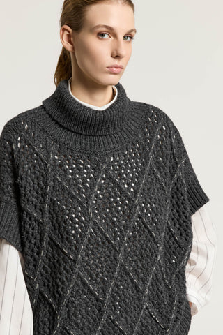 Wool-blend blown yarn cape