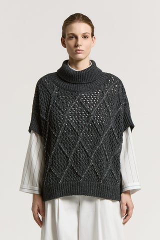 Wool-blend blown yarn cape