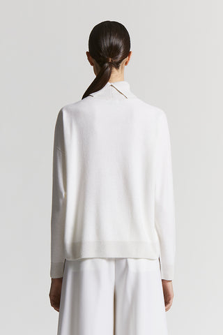 Pure cashmere polo-neck jumper with lurex