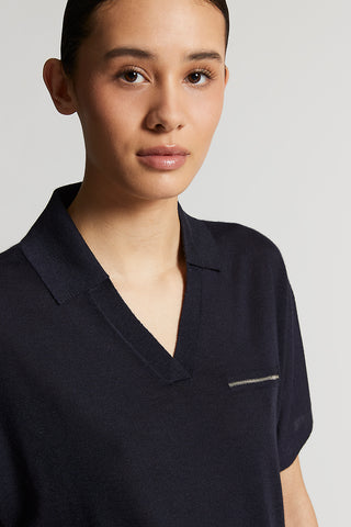 Cashmere and silk short-sleeved jumper