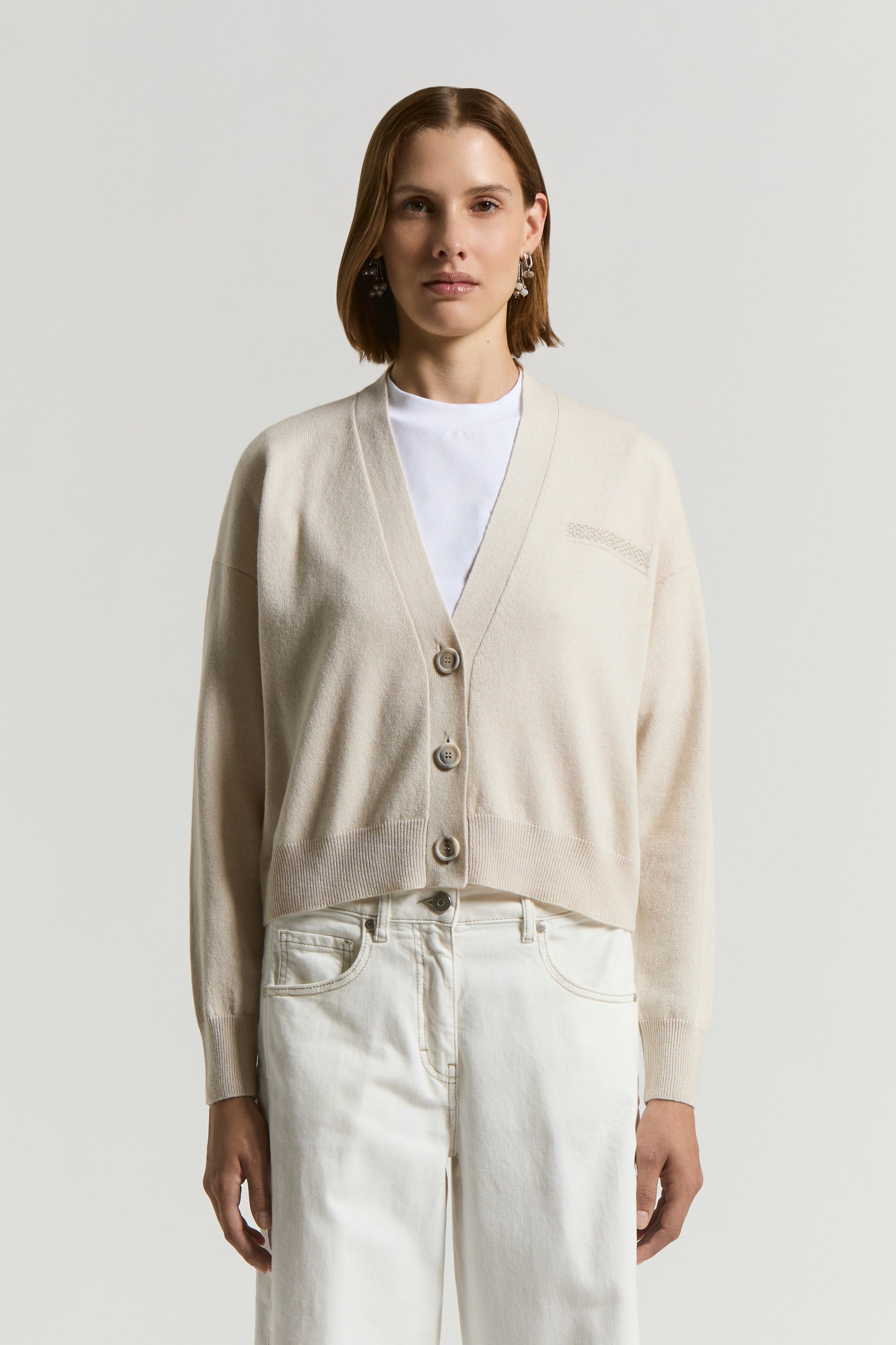 Cardigan in wool, silk and cashmere yarn | Peserico US