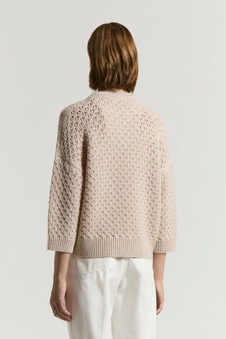 Pure wool cordonet crew-neck jumper with sequins