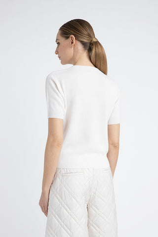 Pure cashmere short-sleeved sweater