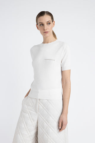 Pure cashmere short-sleeved sweater