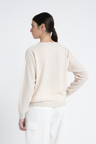 Crew neck sweater in pure cashmere and Lurex