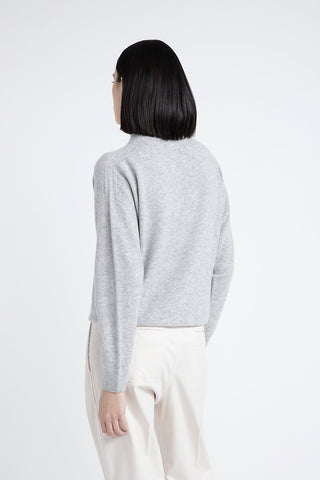 High neck sweater in cashmere and Lurex