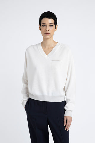 V-neck sweater in pure cashmere